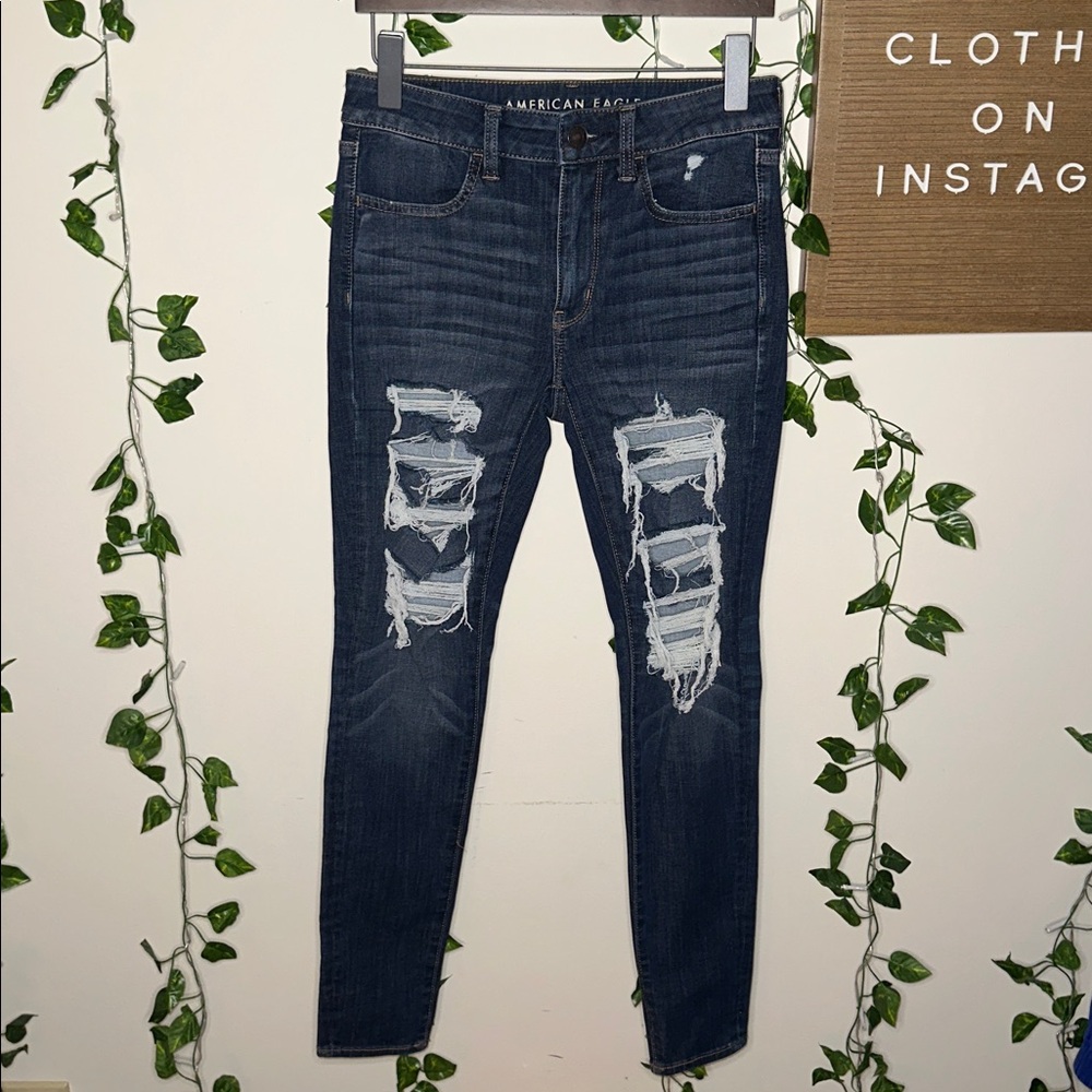 American Eagle 360 Next Level Stretch Distressed Hi Rise Jeggings - Picture 2 of 7